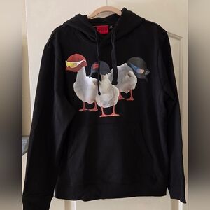 HUGO Boss Black Hoodie with Trio Duck Design